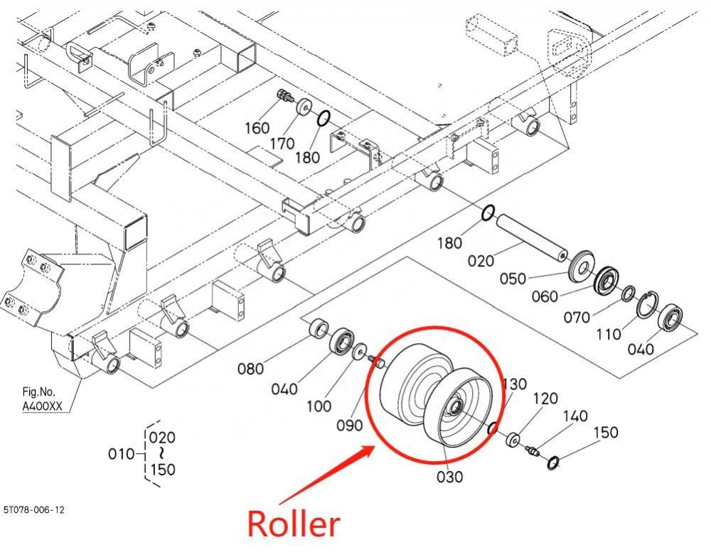 kubota DC70 combine harvester steel roller 5T072-2318-0