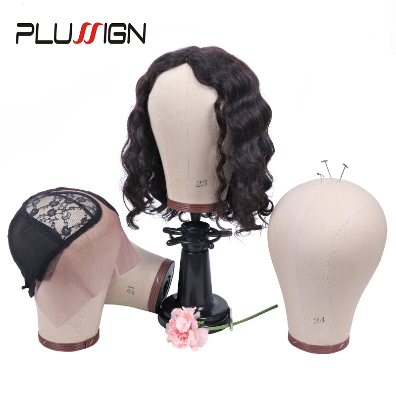 Plussign Cork Canvas Block For Wig Making Mannequin Head Weft/Wig Display Style Styling Manikin 21"-24 Inch Wig Making Kit