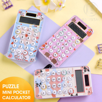 M&G Mini Cartoon Pocket Calculator Cute Handheld Calculators Small Pink Solar Electronic Calculator Office Coin Batteries