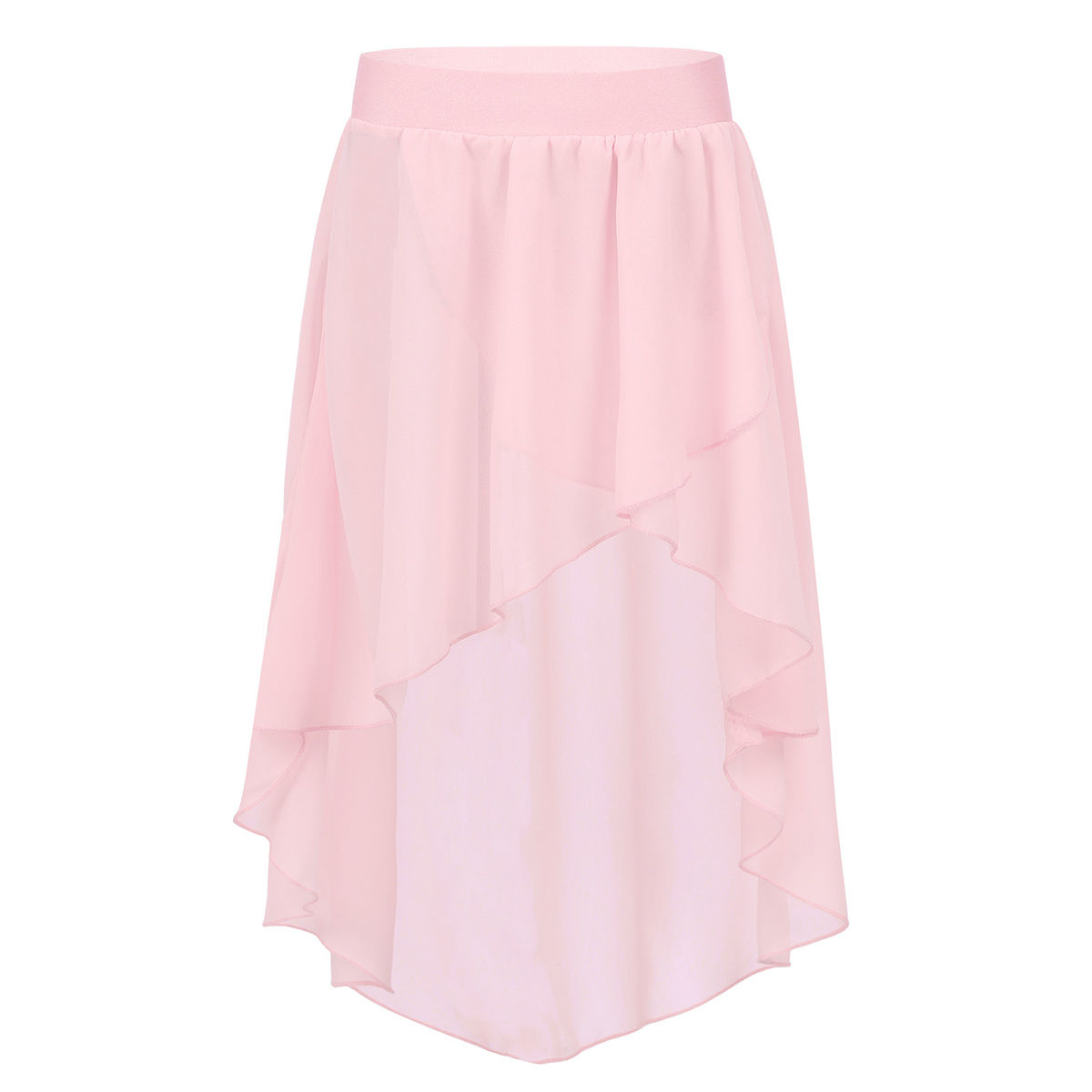 Kids Girls Chiffon Skirt Elastic Waistband High-Low Hem Ballet Practice Performance Skirts Teen Girls Casual Kids Clothes