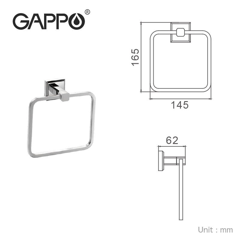 GAPPO Towel Rings Square towel kitchen towel rack towel bar sus brass wall mounted Towel Rack Bathroom Accessories G3804