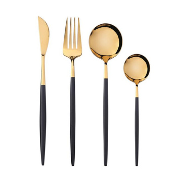 KuBac HoMmi 24Pcs Slim Dinnerware Stainless Steel Silver Dinnerware Golden Cutlery Set Cute Gift Sets Drop Shipping