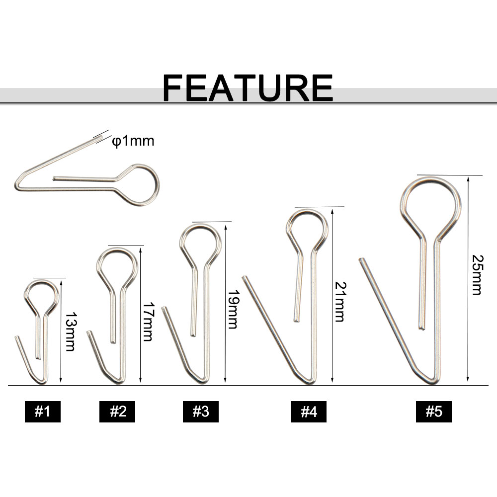Spinpoler Fishing Sinker Weight Loops Swivels Stainless Steel Cheburashka Clip Wire 100pcs Fishing Accessories Tools