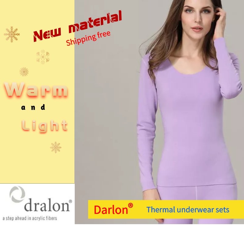 DRALON women long johns add velvet thick 2pcs sets, thermal underwear female Stretch Warm Underwear Set plus size top and bottom