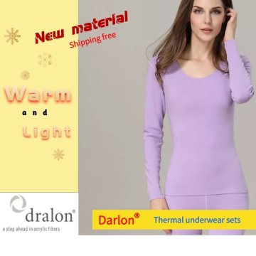 DRALON women long johns add velvet thick 2pcs sets, thermal underwear female Stretch Warm Underwear Set plus size top and bottom