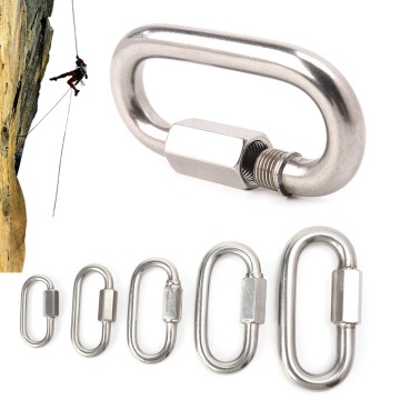 1pc Stainless Steel Screw Lock Climbing Gear Carabiner Quick Links Safety Snap Hook