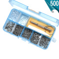 Eyeglasses Sun Glasses Screws Sets Nuts Nose Pad Optical Repair Tool Parts Assorted Kit 500pcs Scews