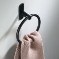 Black Space Aluminum Towel Holder Round Towel Ring Wall Mounted Towel Rack Shelf for Home Hotel Bathroom Accessories