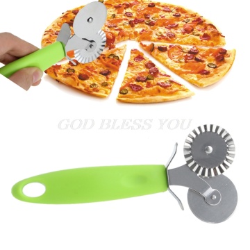 Double Roller Pizza Knife Cutter Pastry Pasta Dough Crimper Wheel Rolling Slicer Pastry Cutting Tools Drop Shipping