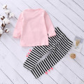 Toddler Girls Clothes Kids T Shirt Pants Christmas Clothes Long Sleeve Bow T-shirt+Stripe Pants Sport Suit Children Clothing set