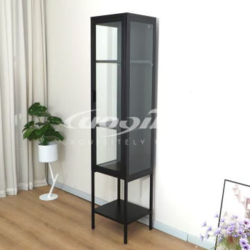 Tall Steel Frame Glass Display Cabinet