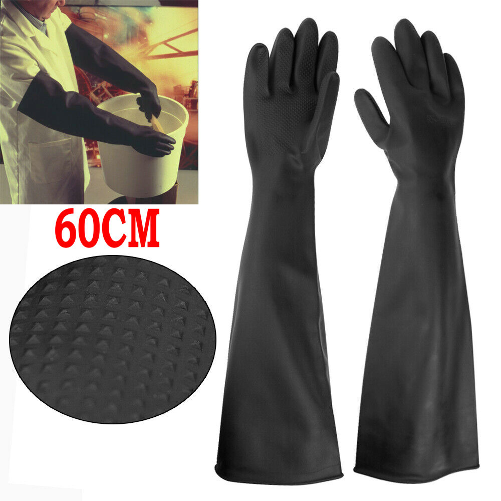 Rubber PPE Latex Long Gauntlets Acid-Alkali Anti Corrosive Thicken Protective Safety Gloves for Chemical Industrial Household