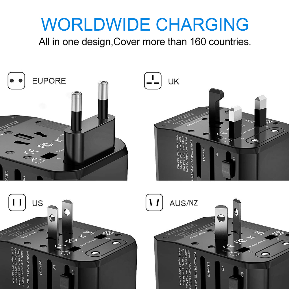 Rdxone Plug Adaptor travel adapter Universal Power Adapter Charger for US UK EU AU wall Electric Plugs Sockets Converter