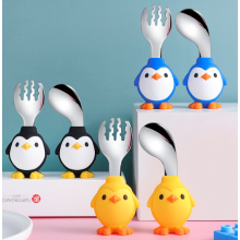 Custom Penguin Toddlers Silicone Stainless-steel Spoon Fork