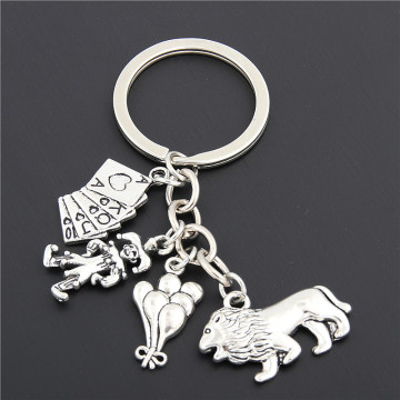 1pc Clown Charms With Lion Poker Game Key Chains Accessory For Joker Jester Keyring E1663