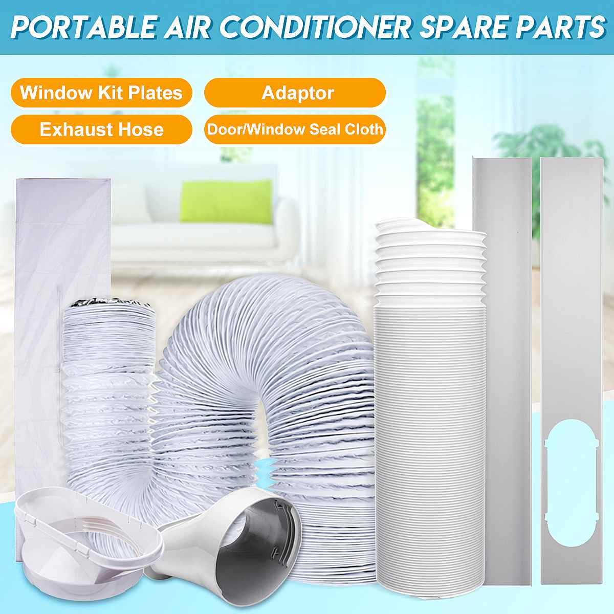 Portable Air Conditioner Accessories Window Plate Door/Window Seal Cloth Adaptor Exhaust Hose Tube Mobile Air Conditioner Parts