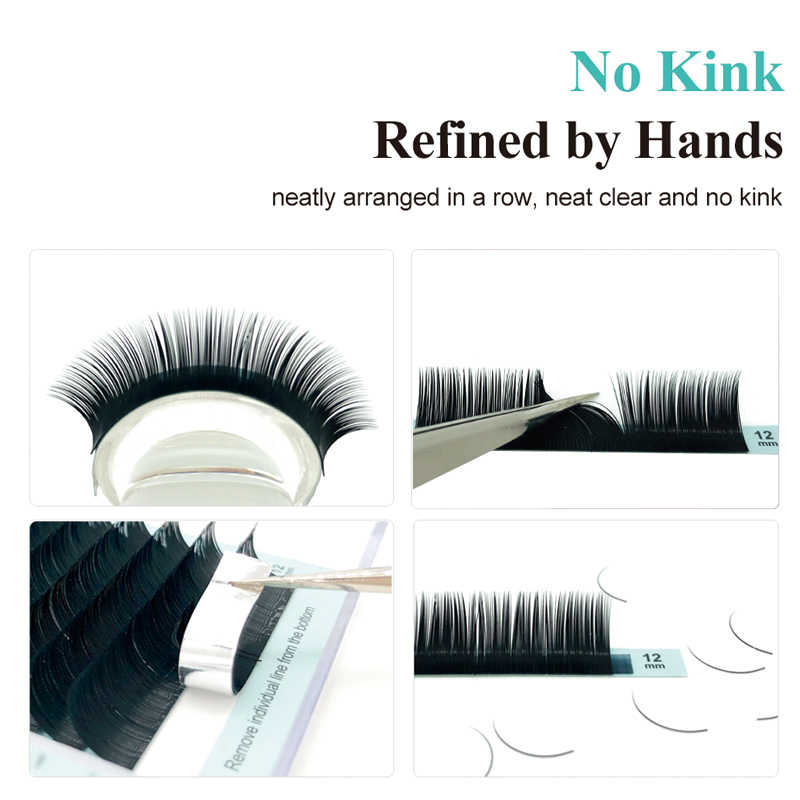 NATUHANA Wholesale 10Cases/Lot 16Rows Natural Mink Single Eyelash Extension Premium Individual Fake False Eye Lashes Extension