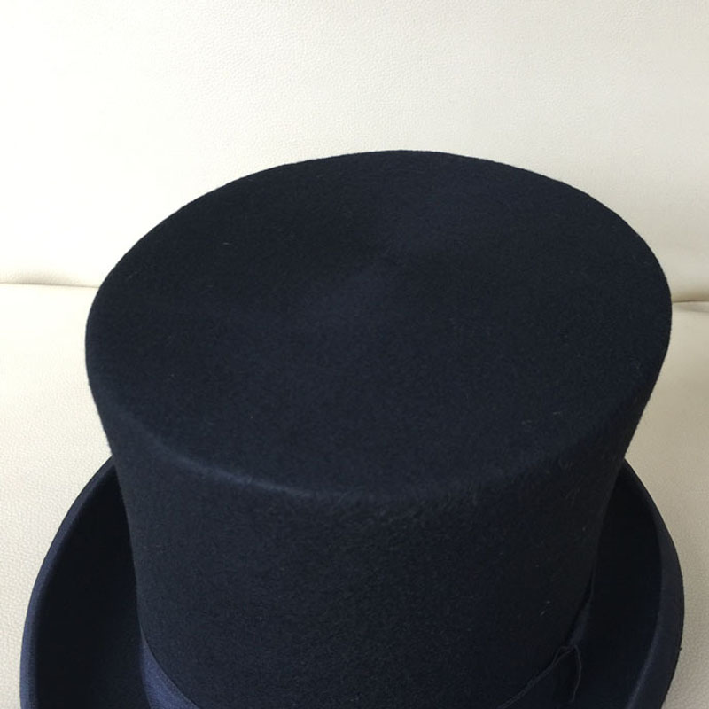 Fibonacci 17cm Black President Hat Vintage Magician Victorian Top Hat Men Wool Felt Fedoras Mad Hatter President Bowler Hat