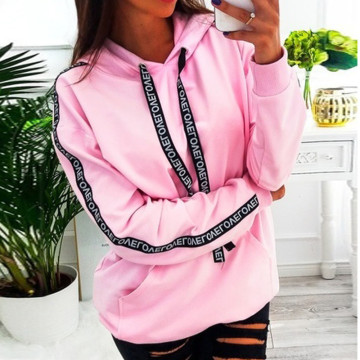 Women Hoodies Sweatshirt Plus Size Long Sleeve Solid Stripe Sweatshirt Hooded Women Pullovers Winter Jumpers Tops Sweatshirt #30