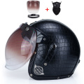 Leather Helmets 3/4 Motorcycle Chopper Bike helmet open face vintage motorcycle helmet