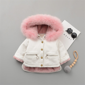 2020 Fleece Toddler Girl Jacket Denim Warm Fur Hoodie Kids Winter Clothes Cotton Thick Baby Boy Coats Jeans Children Outerwear