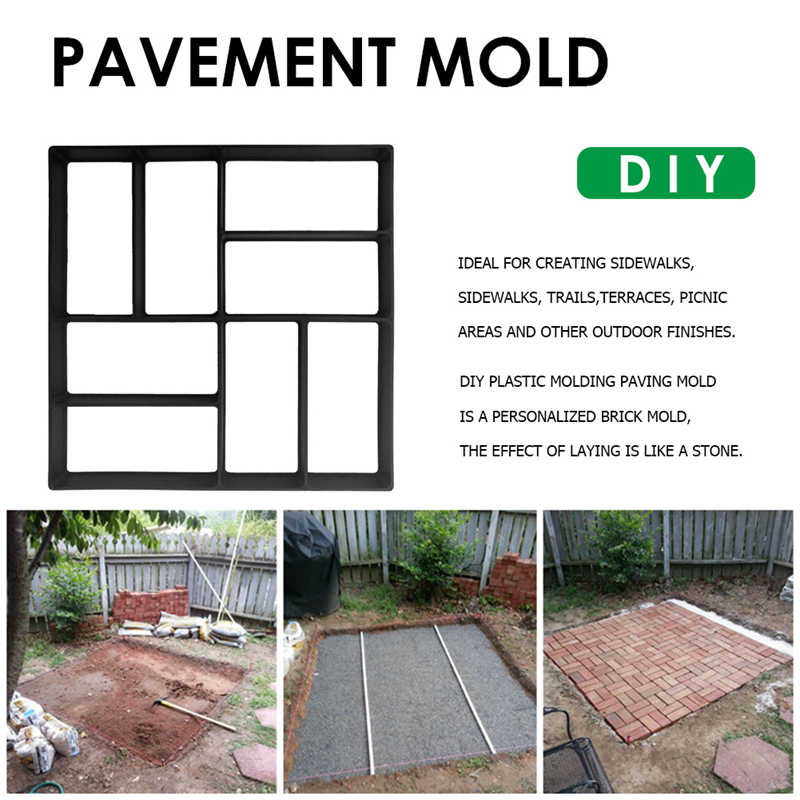 Garden Walk Pavement Mold DIY Manually Paving Cement Brick Concrete Plastic Molds Irregular Reusable Garden Path Maker Mold