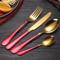 24pcs Cutlery Set Stainless Steel Tableware Set Dinner Knife Fork Spoon Set Kitchen Fork Set Painted Dinnerware Set Holiday Gift