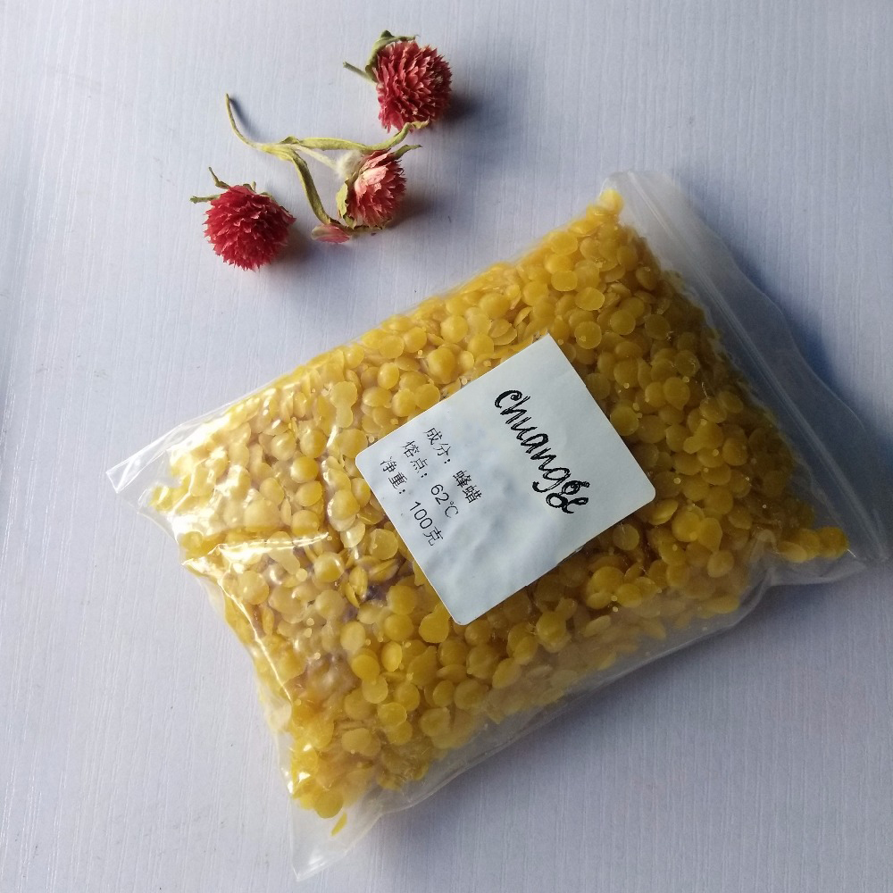 CHUANGGE 100g Pure Natural Beeswax Candles Making Supplies 100% No Added Soy Wax Lipstick DIY Material Yellow Bee Wax Cera Flava