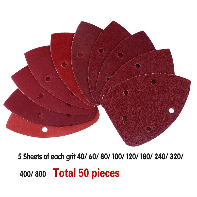 50 Pieces Mouse Detail Sander Sandpaper Sanding Paper Hook and Loop Assorted 40/ 60/ 80/ 100/ 120/ 180/ 240/ 320/ 400/ 800 Grits