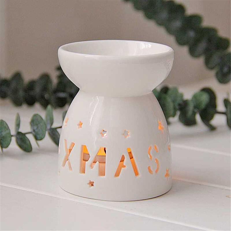 Ceramic Tea Light Candle Holder Essential Oil Burner Aromatherapy Diffuser for Balcony Spa Yoga Living Room Aroma Oil Burner