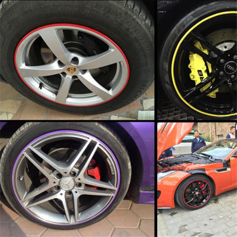 8m Car Wheel Protector Hub Sticker Car Decorative Strip Auto Rim Tire Protection Care Covers Car-styling
