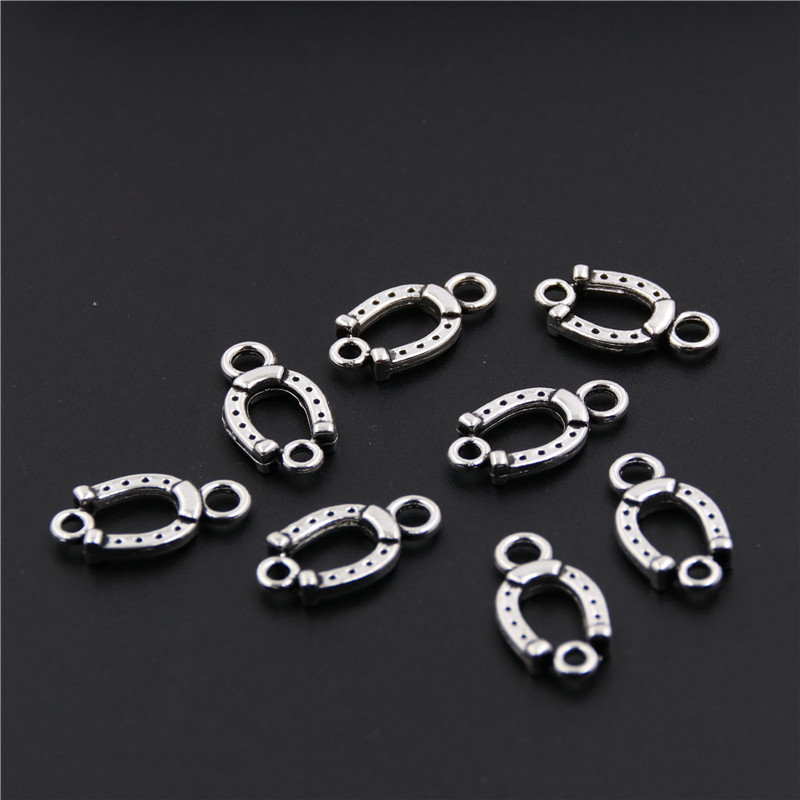 50pcs Silver Color Tone Horseshoe Hole Necklace Bracelet Connectors Charms For Jewelry Making DIY Handmade Craft A940