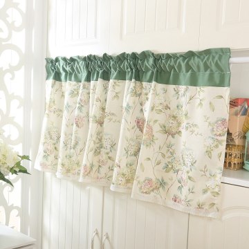 Chinese Pastoral Blackout Short Valance Curtains For Kitchen Coffee Floral Half Shade Short Door Curtain Drapes DL-js320C
