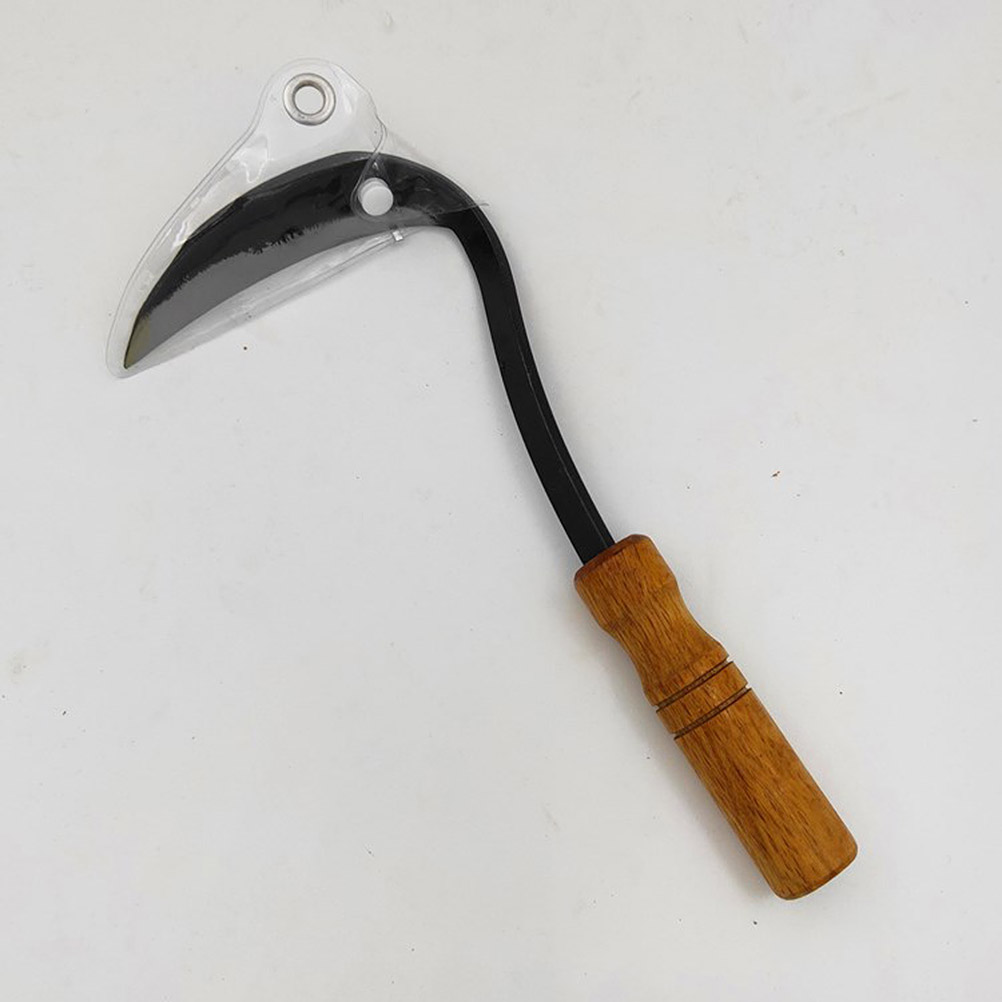 Compound Steel Sickle Agricultural Gardening Crooked Weeding Knife Wooden Handle Reaping Hook Garden Weeding Tool