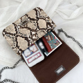 Women Serpentine Shoulder Bags Small Square Messenger Bag PU Leather Snake Print Chain Handbag For Lady Mini Crossbody Bags