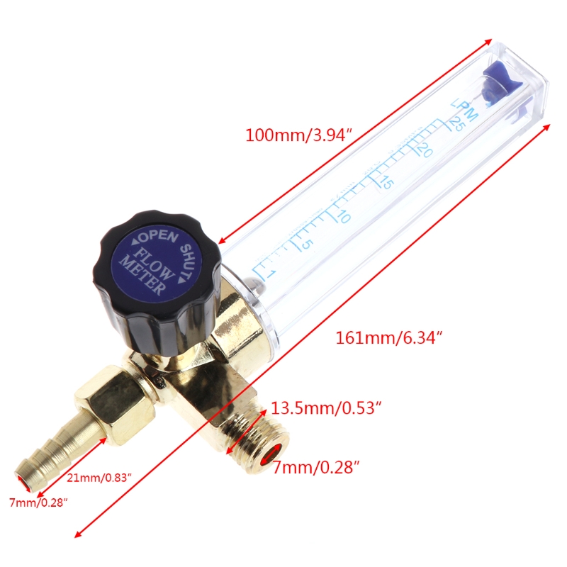 1/4PT Thread 7mm Barb Argon Ar CO2 Gas Flow Meter Ar Welding Regulator 0.35 MPA