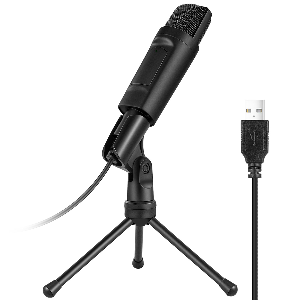 Condenser Microphone USB Studio Microphone For PC Sound Card Professional Karaoke DJ Live Recording Microphone Plug & Play Stand