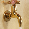 Gold Brass Bathroom Faucet Kitchen Wall Mount Sink Basin Faucets Cold Water Tap Spigot Bibcock Outdoor Garden Hose Faucet