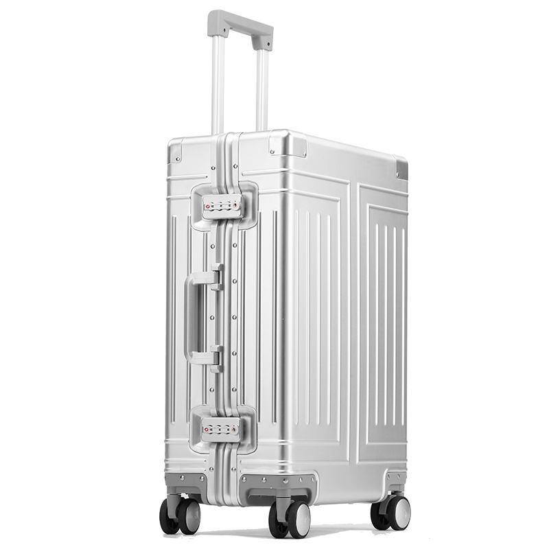 100% Aluminum Luggage Travel Suitcase on wheels Trolley Luggage Carry on cabin suitcase Women Rolling luggage spinner wheel