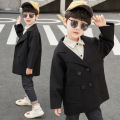 New Winter Jackets Boys Solid Woolen Double-breasted Baby Boy Trench Coat Lapel 4-12 Y Kids Outerwear Coats Wool Coat For Boys