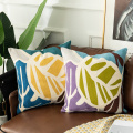 Leaf Cushion Cover Embroidered Abstract Geometric Pillowcase Tassels Fringe Square Pillow Cover 45x45cm/30x50cm Home Decoration
