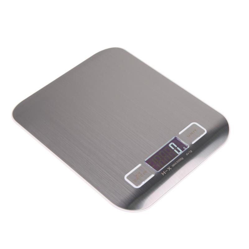 11LB/5000g Protable Digital Kitchen Scales Stainless Steel Cooking Food Measuring Tools LED Display Electronic Kitchen Scales