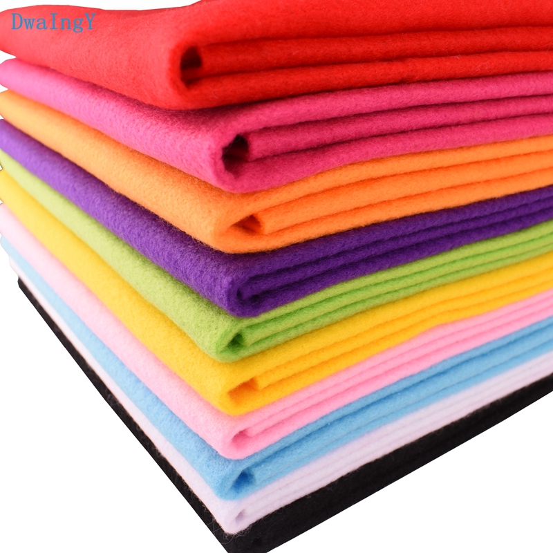 DwaIngY 10color 2mm Thickness Soft Felt Non Woven Felt Fabric Polyester Home Decoration Pattern Bundle For Sewing Dolls 45x90cm