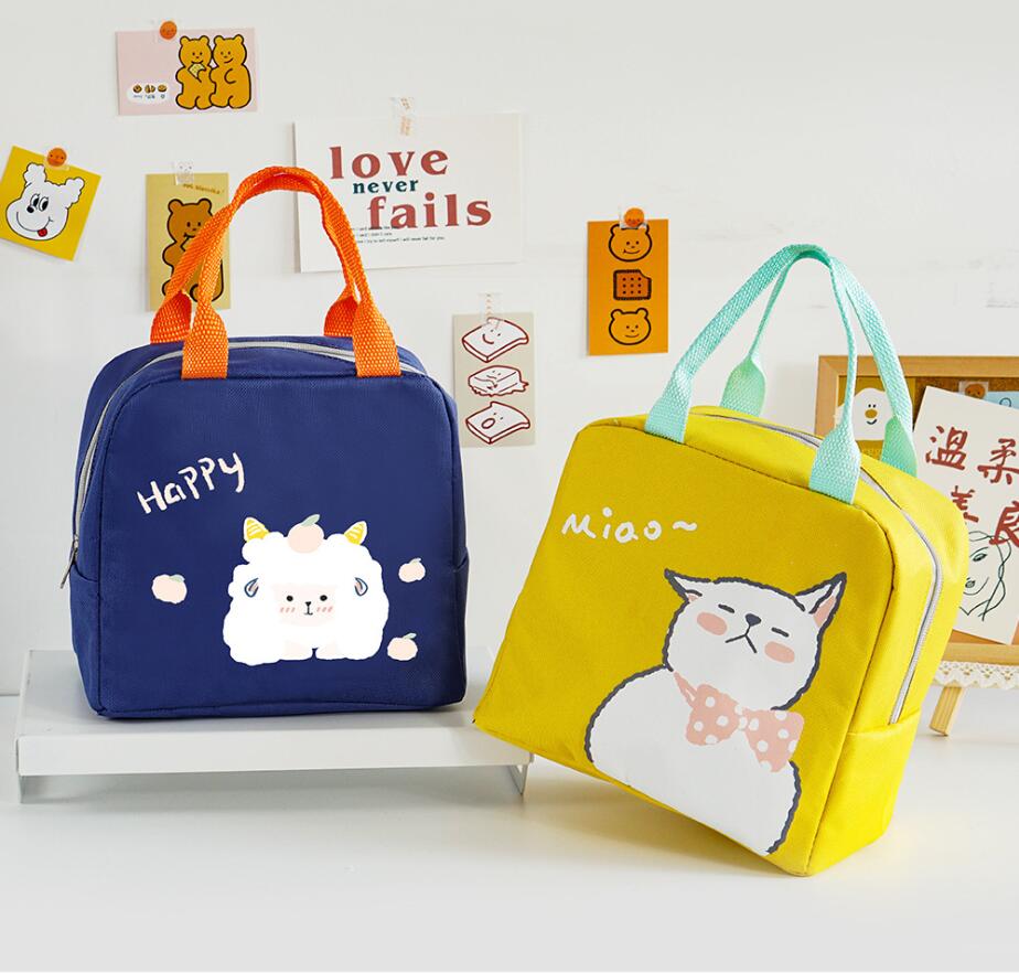 Lovely Animals Insulation Lunch Bag For Women Student Kid Thermal Insulated Oxford Picnic Food Cooler Box Tote Storage Ice Bags