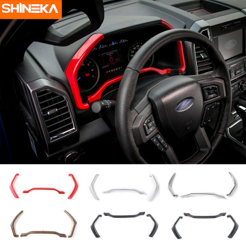 SHINEKA Interior Accessories Dashboard Trim Instrument Board Decorative Cover Strips Frame for Ford F150 2015+ Car Styling