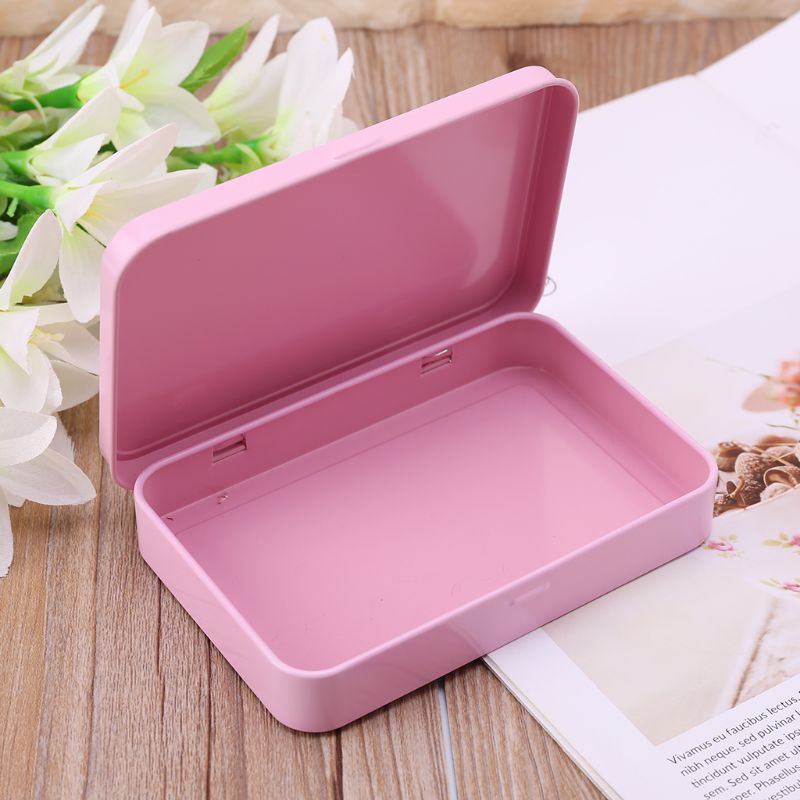 Pink Organizer Case Small Metal Storage Box For Currency Money Candy Key Eye Shadow Portable Gift Box