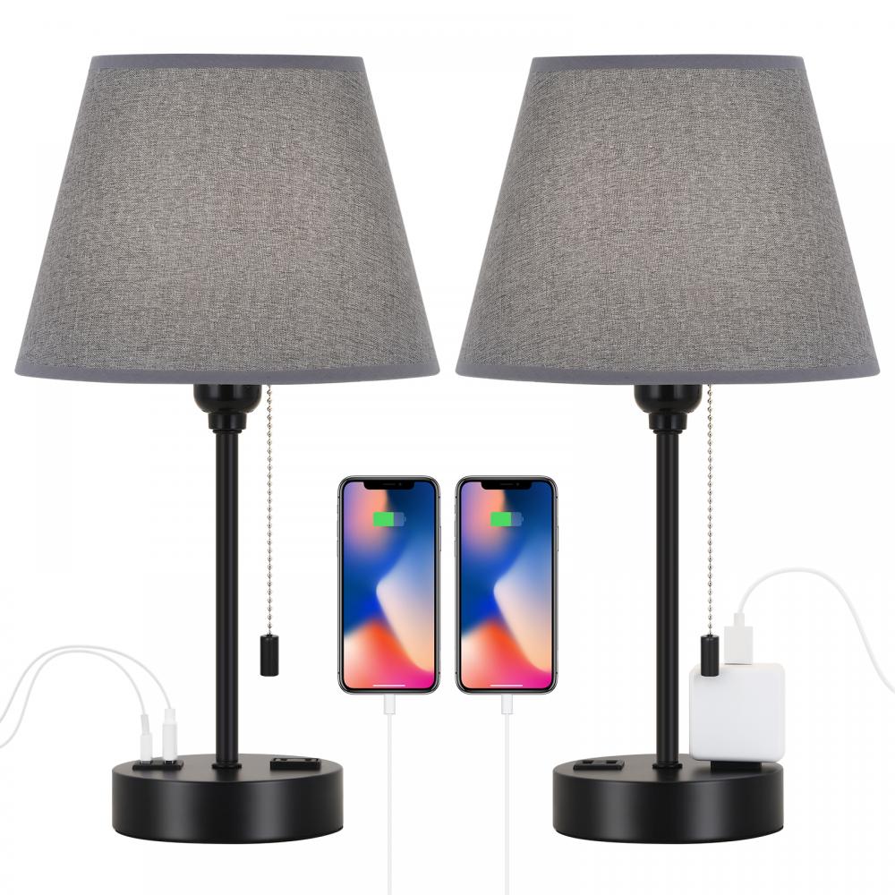 Bedside Nightstand Lamps with Dual USB Charging Ports