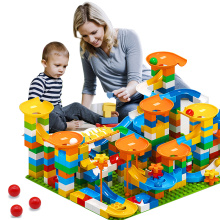 Marble Race Run Big Block Maze Ball Compatible Duploed Building Blocks Funnel Slide Blocks DIY Big Bricks Toys For Children Gift