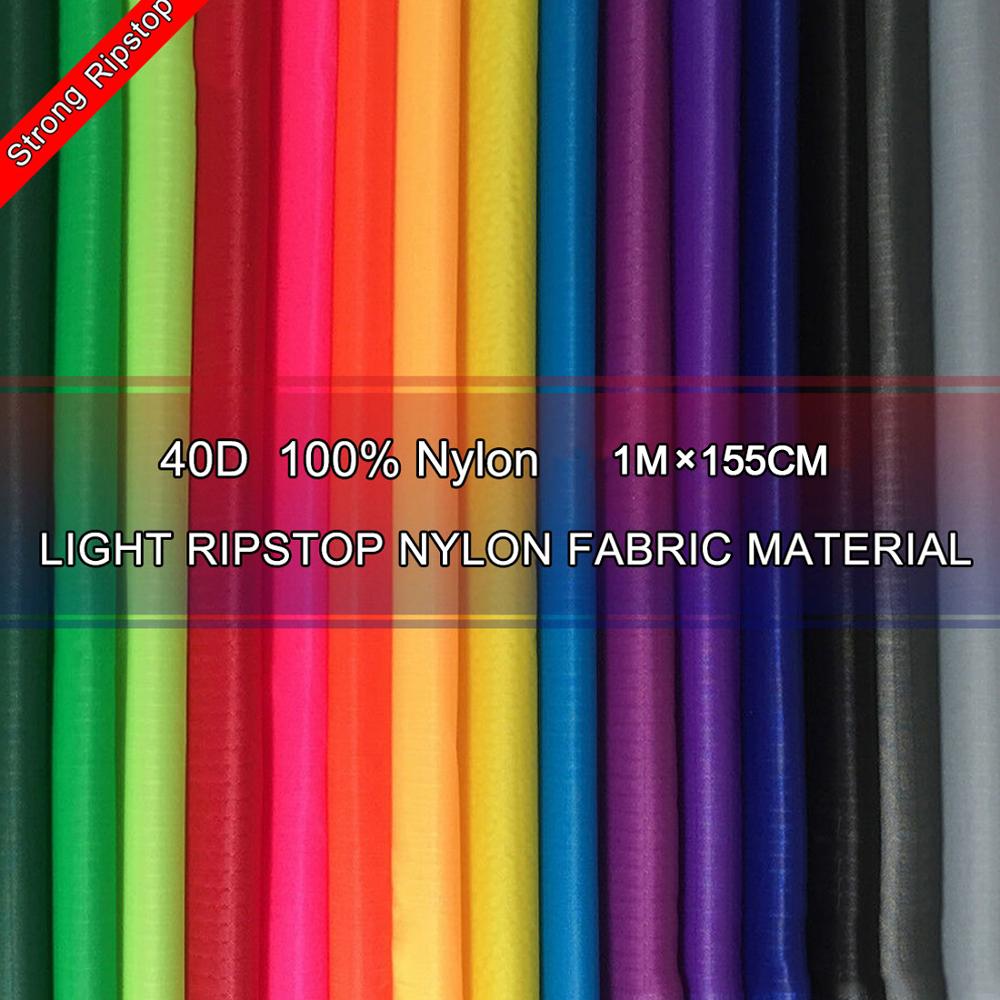 40D Thin Waterproof Ripstop Nylon Fabric PU Coated For Outdoor Fly a Kite Flags Making Accessories 20 Colors