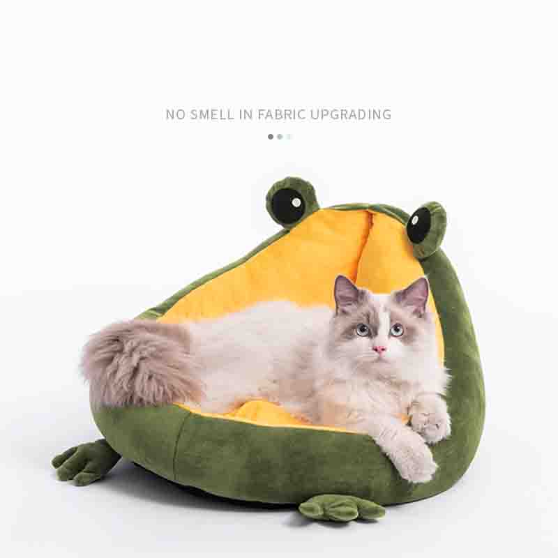 Pet Cat's House Indoor Frog Cat Bed Warm Small Dogs Beds Portable Kitten Mat Soft Cute Sleeping Loungers Window Bag Products